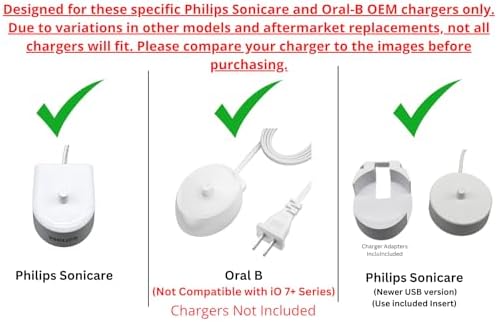 2 Slot Family Electric Toothbrush Charger Holder and Bathroom Organizer, for Select OralB and Philips Sonicare Tooth Brush Chargers (See Compatability Image), Countertop Stand or Wall-Mounted, White - Image 2