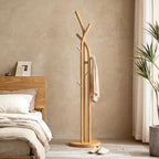Solid Wood Coat Rack Freestanding Wood Coat Tree Rack with 9 Hooks, Creative Tree-Shaped Design, Standing Coat Rack Clothes Hanger Stand with Sturdy Base for Entryway, Bedroom - Load 150lb (Natural) by Unknown