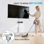 BONTEC Rolling TV Stand with Pegboard Storage for 32–65 Inch TVs, White - Image 3