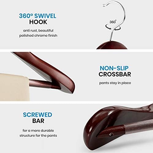 ZOBER Wide Shoulder Wood Hangers, Cherry Clothes Hangers, 6 Pack - Image 5