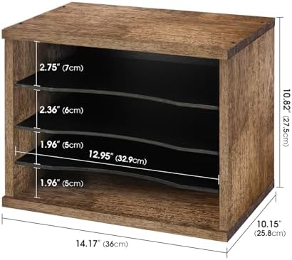 J JACKCUBE DESIGN Rustic Wood Desk Organizer 4 Compartment Paper File Holder for Home and Office, Document Storage, File sorter, Mail and Letter Tray- MK560A - Image 7