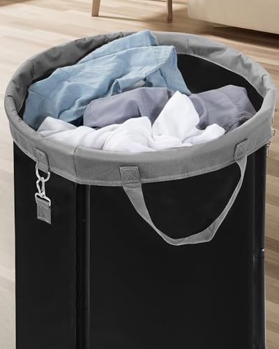 STORAGE MANIAC Rolling Laundry Hamper with Wheels 110L Laundry Basket, Round Laundry Cart with Metal Frame and Removable Bag, Clothes Hamper for Bedroom, Bathroom, Dorm Room, Laundry Room, Black - Image 5