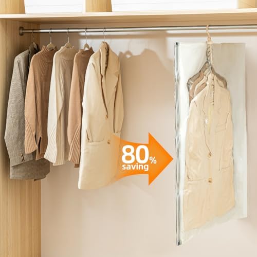 Hanging Vacuum Storage Bags with Electric Pump – 4-Pack Hanging Vacuum Seal Bags for Clothing, Space-Saving Compression Bags for Suits, Jackets, Travel Wear, Winter Coats & Outerwear - Image 4