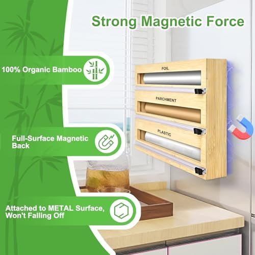 MSJGA Magnetic Plastic Wrap Dispenser with Cutter for Drawer&Refrigerator - Image 2