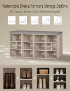 DINZI LVJ Shoe Storage Bench with Cushion, 40.9" Cubby Shoe Rack, 12-Cubby - Image 5