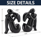 Black Book Ends Decorative, Girl Thinker Design, Modern Bookends for Shelves, Non-Skid Heavy Duty Resin Book Stopper for Books, Resin, 2Piece - Image 2