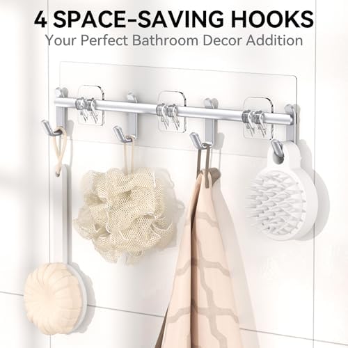 YASONIC Shower Caddy Adhesive, Rustproof Shower Organizer with Soap Holder, Large Capacity Shower Shelves for Inside Shower, No Drilling Bathroom Organizers and Storage for Home Decor（6 Pack Silver） - Image 4