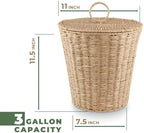 84ECO 3 Gallon Natural Woven Paper Trash Can with Lid and Liner for Bathroom - Image 7