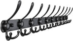 Dseap Coat Rack Wall Mount - 38” Long 10-Tri-Hooks Heavy Duty Coat Hanger Rail Wall Hooks for Hanging Coats Hats Clothing Clothes Purse Mudroom Entryway, Black by Dseap