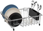 SANNO Dish Drying Rack, Large Dish Rack Adjustable Deep Dish Drainer with Removable Silverware Holder, Deep Large Dish Rack in Sink On Counter, Expandable Arms, Stainless Steel - Image 5