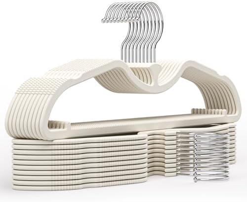 20 Pack Short Neck Hangers, 3 in. Lift, Silicone Non-Slip, Cream by Unknown