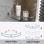Glass Corner Shelves Tempered Bathroom Eestantes para Baños with Rail Wall Mounted Drill Hole for Corner Shower Shelf for Inside Shower 2 Pack（Sliver） - Image 5