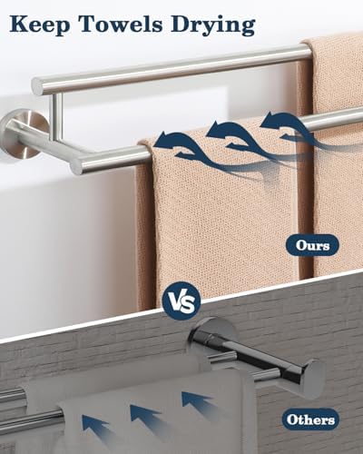 Alise Double Towel Bar,24" Towel Racks for Bathroom Wall Mounted,Nickel - Image 6