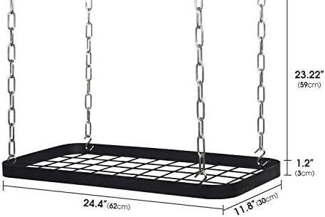 Hanging Pots and Pans Organizer Rack for Ceiling Wall Mount Grid Kitchen Pot Storage Shelves for Utensils, Cookware with 8 S Hooks (24.4 x 11.8 x 1.2 inches)- JACKCUBE DESIGN MK397B - Image 7