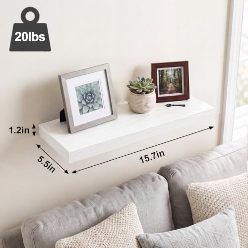 Fixwal Floating Wall Shelves for Decor (White Set of 6, 15.7 Inch) - Image 3