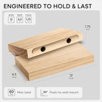 Homeforia 12 Inch Floating Shelves, High-End Solid Pine Wood, Set of 2 - Image 2