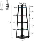 Tribesigns 70 inch Tall Corner Shelf, 5 Tier Modern Corner Bookshelf Bookcase Industrial Corner Ladder Shelf Plant Stand for Living Room, Kitchen, Home Office (Black) - Image 2