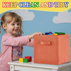 Yinder 6 Pcs Cube Storage Bin 10.5''x10.5''x11'' Storage Bins for Playroom Decor Colorful Bins for Kids Foldable Baskets for Nursery Organizer Boxes Fabric Boxes (Pastel Colors) - Image 5