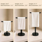 YUMORE Hand Towel Holder Stand for Bathroom & Kitchen, Freestanding T-Shape Towel Rack with Weighted Base, Matte Black - Image 3