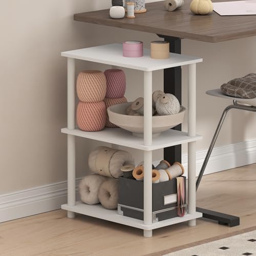 Furinno Turn-N-Tube Storage Shelves, 3-Tier Book Shelf, Corner Shelf, Toolless Open Shelves, for Organization and Storage, Living Room, Garage, Home Office, White - Image 2