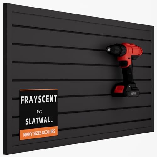 FRAYSCENT Slat Wall Paneling Garage Slat Wall Storage Systems Slatwall Panels Power Tool Organizer Wall Mount, PVC Garage Storage & Organization Products Slate Board (Black, 4ft x 2ft) by FRAYSCENT
