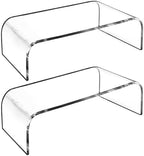 AMT 2 Pack Acrylic Laptop Monitor Stand & Computer Riser with Cat Keyboard Protector, Space-Saving Design, Extra Storage, Clear Shelf - Ideal for Monitors, Laptops, Printers, Desktop Decor by AMTSupply
