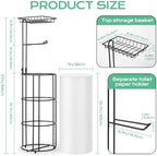 Toilet Paper Holder Stand and Tissue Paper Roll Dispenser with Basket for Bathroom Storage Holds Reserve, Black - Image 6
