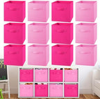 Yinder 12 Pcs Cube Storage Bin Pink 10.5''x10.5''x11'' Storage Cubes by Yinder