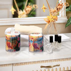 Fustylead 4 Pack Elegant Flamingos Standing on Beautiful Beach Plastic Apothecary Jar Set for Cotton Swab, Ball, Pad, Floss, Qtip Holder Dispensers for Bathroom Storage Organizer - Image 6
