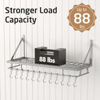 KES 30-Inch Silver Gray Pot Rack with 12 Sturdy Hooks, Wall Mounted - Image 3