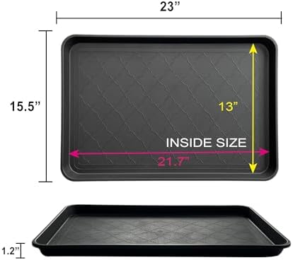 PetLike Boot Tray for Entryway Indoor, Pet Food Mat, 23 x 15.5 inch 2 Packs, Waterproof Heavy Duty Shoe Tray for Indoor and Outdoor, Multi-Purpose Trays for Boots, Shoes, Pets, Garden - Image 2
