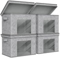 Univivi Fabric Storage Bins with Lids for Closet, 4 Pack, Grey Pattern by Univivi