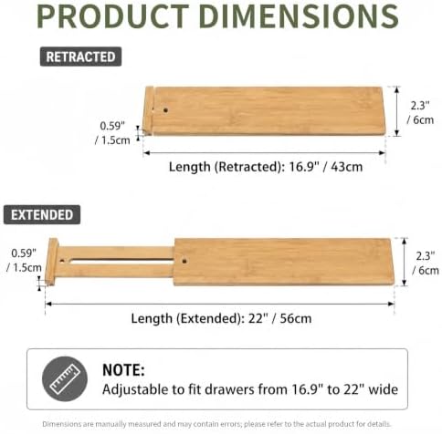 6 Pack Wood Drawer Dividers - Expandable Wooden Drawer Separators - Image 3