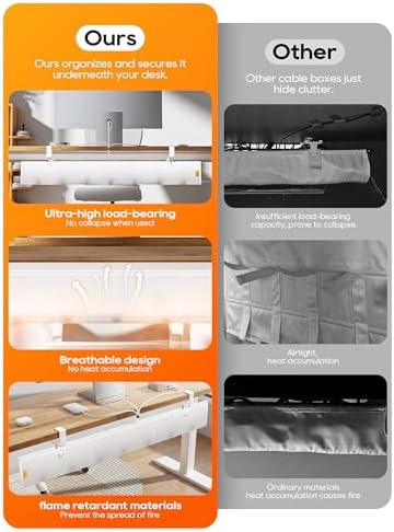 39" No Drill Under Desk Cable Management Tray (White) - Image 3