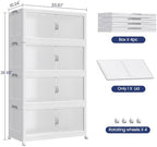 60GAL (240QT) Collapsible Plastic Storage Bins with Lid & Wheels, Extra Large Stackable Closet Organizers Storage Boxes, Folding Cabinet for Home Kitchen Office, 4Pack White - Image 2