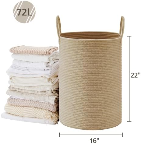 VIPOSCO 72L Tall Woven Laundry Basket Hamper, Jute - Image 5