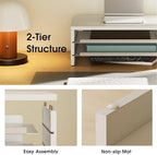 Fenge 14.3-Inch Monitor Stand with Slide-Out Trays, Wood & Metal Desk Shelf - Image 3