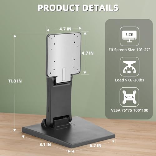 Adjustable Foldable Single Monitor Mount, Low Profile VESA Monitor Desk Mount 75x75mm & 100x100mm, Fits 10-27 Inch LCD Touch Screens - Image 3