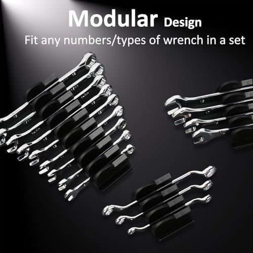 DEHOYI 80 pcs Modular Wrench Organizers for Tool Drawers - Wrench Rack with Metric & SAE Labels, Perfect Tool Storage Holder. Gift for father, brother and boyfriend (No Magnet, Black) - Image 4