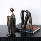 Book Ends for Shelves, Artistic Resin Sculpture Book Stoppers, Minimalist Home Office Decorative Gift for Book Lovers & Designers, Perfect for Bookshelf & Desk Organization, Set of 2 - Image 3