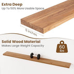 Floating Shelves for Wall Decor, 8" Deep Rustic Solid Elm Wood Floating Shelves Wall Mounted, Wall Shelves with Invisible Bracket for Living Room Bathroom Bedroom Kitchen, 72 Inch Set of 1, Natural - Image 5