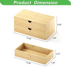 Bamboo Desk Organizer with Drawers, Desktop Storage Box for Office Supplies - Image 3