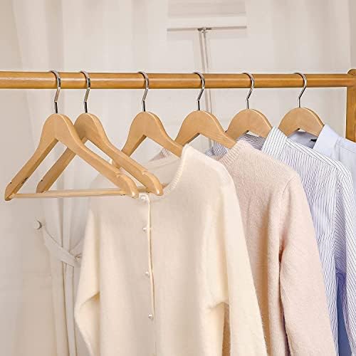TOPIA Premium Wooden Hangers with Extra Thick Hook and Non Slip Pants Bar, Luxury Suit Hangers for Closet with Notches for Shirts - 16 Pack - CT01N - Image 7