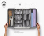 Joseph Joseph DrawerStore Expanding Tiered Flatware Cutlery Tray with Knife Organizer, Expandable In-Drawer Space-Saving Kitchen Storage, Recycled Plastic - Image 5