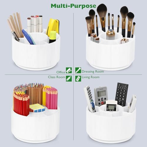 Bamboo Rotating Round Art Supply Organizer, Pencil Holder Desk Organizer - Image 5