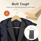 HOUSE DAY Slim Wooden Hangers 30 Pack, Solid Wood Hanger with Non Slip Shoulder Notches & Pant Bar, Smooth Finish Wood Clothes Hangers for Shirts, Suits, Jackets, Natural - Image 4
