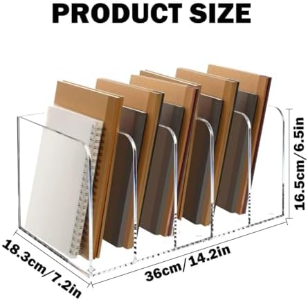 1 Pcs 5-Section Acrylic Magazine File Holder Desk Organizer - Image 2