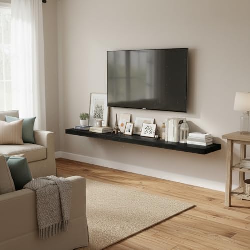 Vivelove Deep Floating Shelves 55x12” Set of 2, Black - Image 2