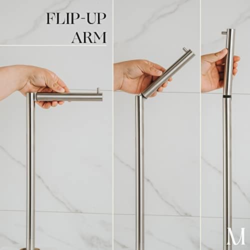 MARMOLUX ACC Free Standing Toilet Paper Holder Stand Storage | 4 Jumbo Roll Bathroom Hardware Toilet Tissue Organizer | Stainless Steel Bathroom Decor Accessory -Brushed Nickel/White Marble Base - Image 2