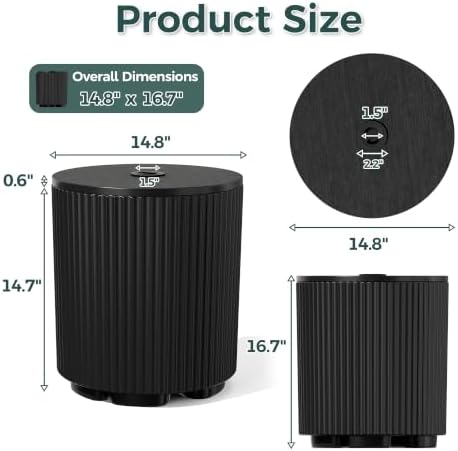 Umbrella Stand Side Table with 1.5 Inch Hole, 2 Pack, Black - Image 3